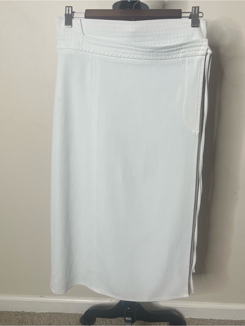 Commense Women’s Light Gray Wrap Tie Slit Midi Skirt Sz M